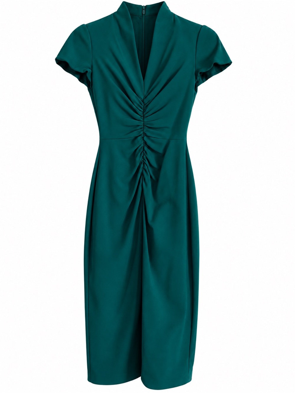 Karen Millen Teal Ruched V-Neck Dress